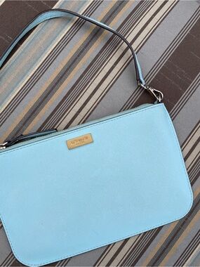 kate spade New York Light Blue Leather Wristlet Clutch